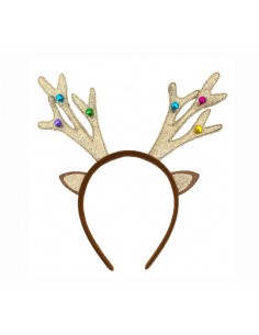 Diadema reno Navidad dorada