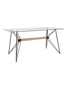 Mesa de cristal y metal...