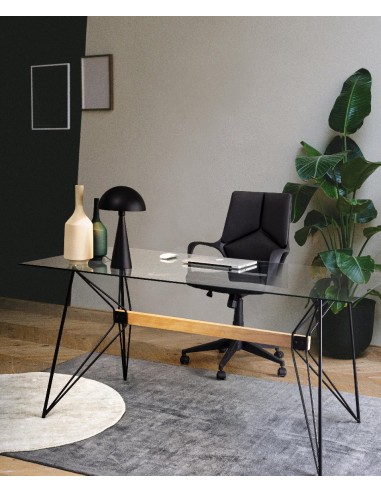 Mesa de cristal y metal 160x80cm