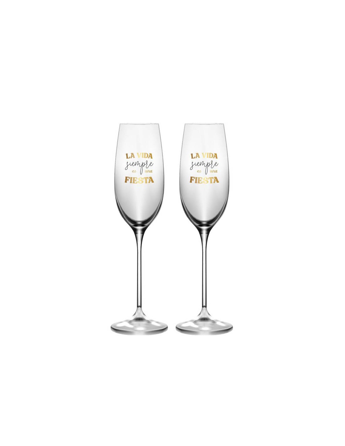 Set 2 copas cava La vida es una fiesta 185ml