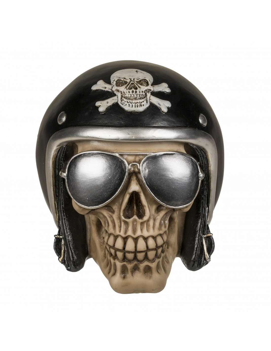 Más Política Literatura Hucha calavera con casco de moto