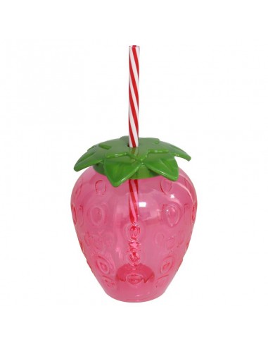 Vaso fresa cóctel con pajita 550ml