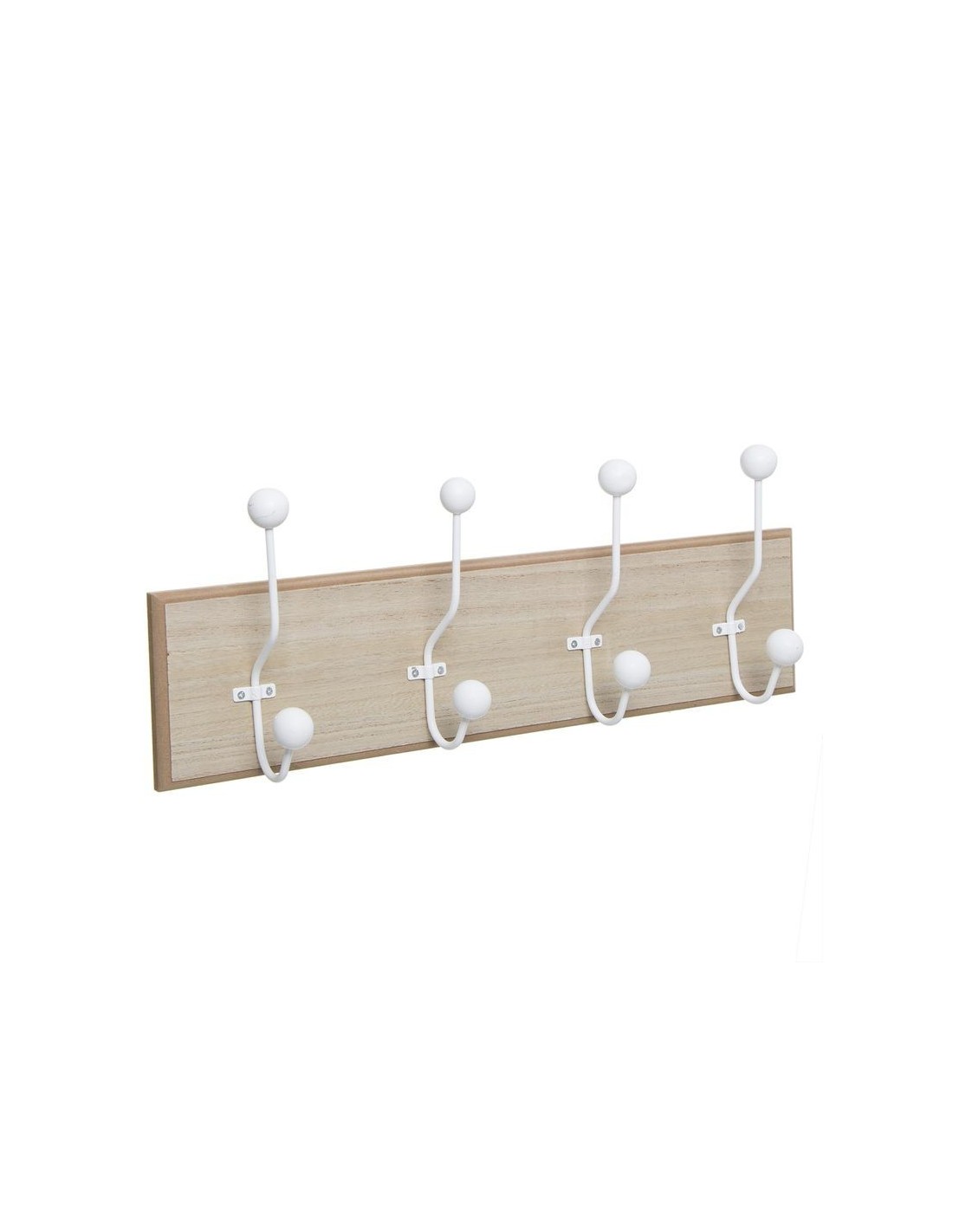 Percha Pared Madera 4 Ganchos Blanca