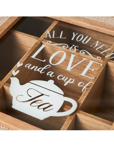 Caja madera 9 compartimentos para té