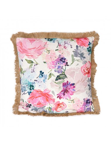 Cojin floral con flecos