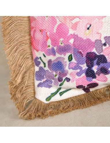 Cojin floral con flecos