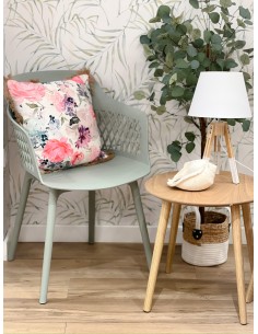 Cojin floral con flecos