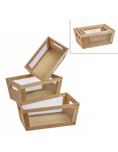 2 cajas decorativas de madera rayas