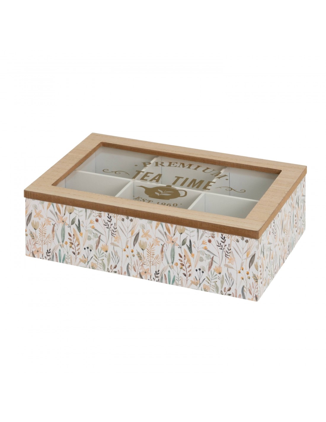 Caja de té 12 cajones Dispensador bolsas té madera Organizador