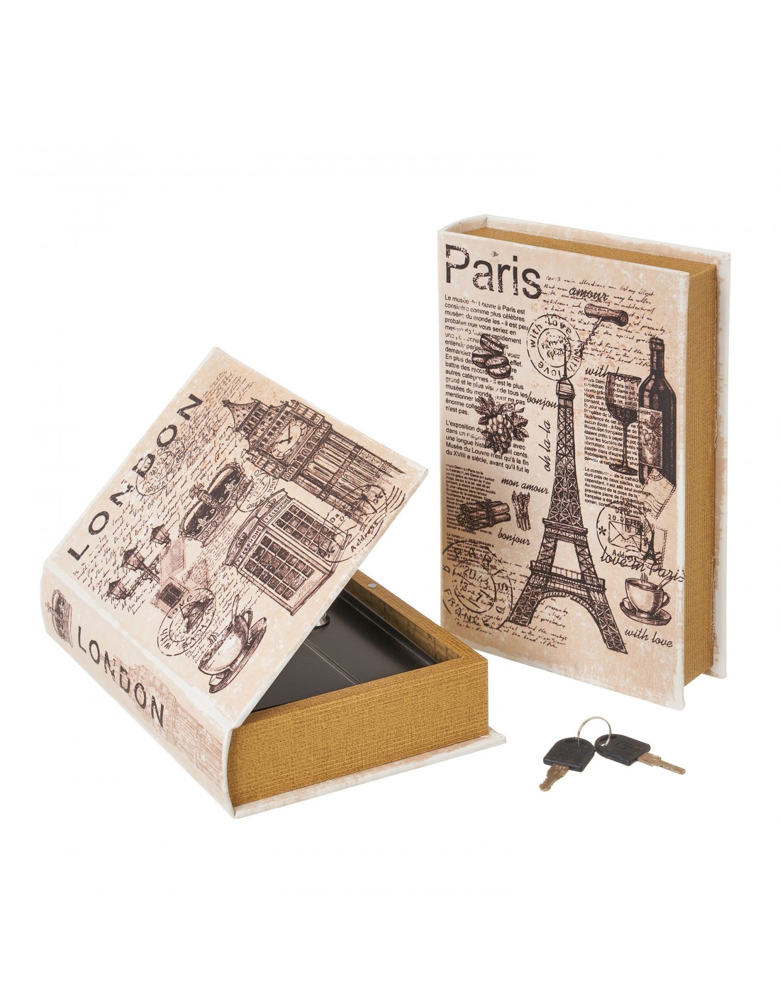 Caja libro vintage con llave City