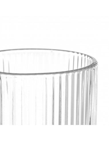 Vaso alto rayas transparente 430ml Shiro