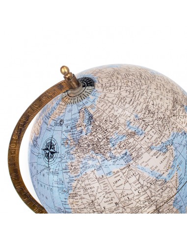 Globo terráqueo azul y madera 32cm