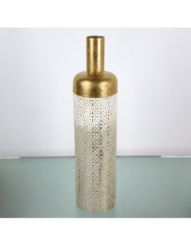 Jarrón metal blanco y dorado Benazir