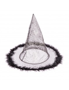Sombrero bruja con plumas