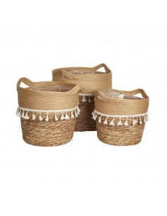 Cesto fibra con borlones Samui