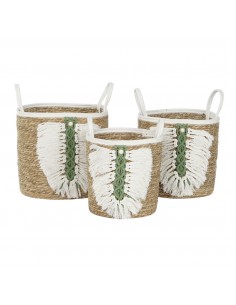 Cesta fibra y algodón macramé