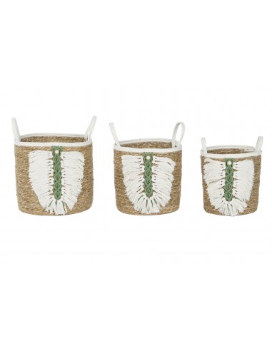 Cesta fibra y algodón macramé Cesta fibra y algodón macramé