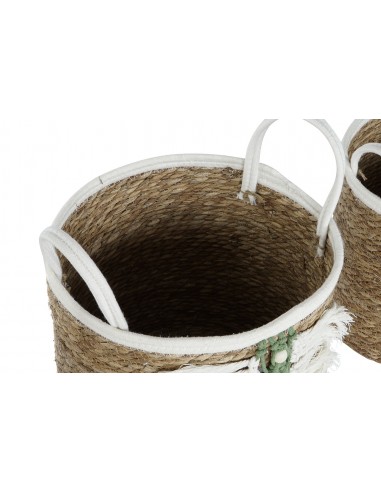 Cesta fibra y algodón macramé Cesta fibra y algodón macramé