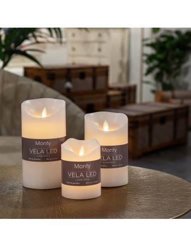 Vela cera blanca led movimiento 15cm