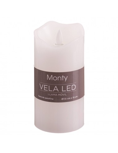 Vela cera blanca led movimiento 15cm