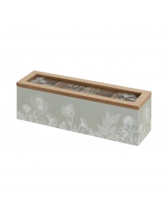 Caja de madera infusiones con 4 compartimentos 6.4 x 15.8 x 14 cm. Caja,  cofre para decorar con tapa, almacenaje té, café - AliExpress