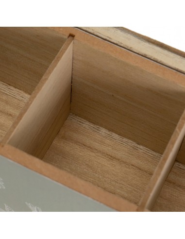 Caja para infusiones de madera para colocar un bordado