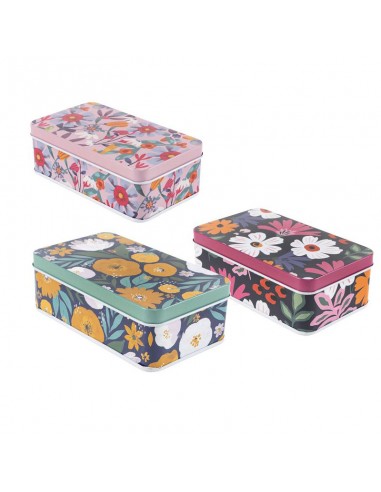 Cajita rectangular metal floral