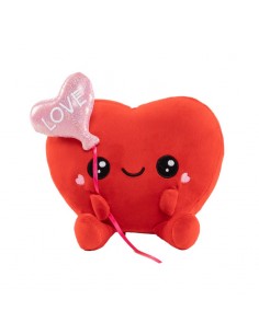 Peluche corazón rojo con globo