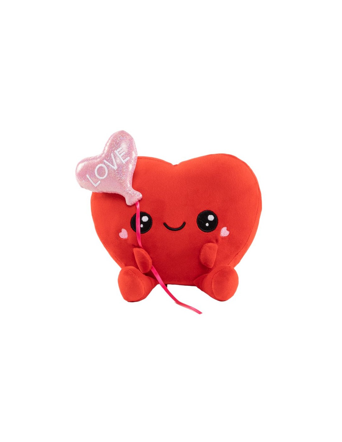 Peluche corazón rojo con globo