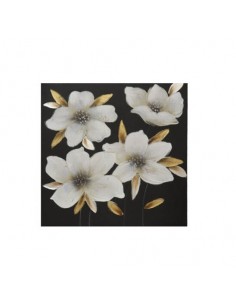 Cuadro lienzo floral negro...