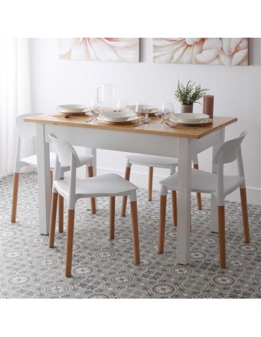 Mesa comedor madera con patas blancas