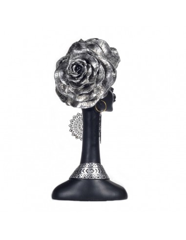 Busto mujer africana plateada 28cm Alys