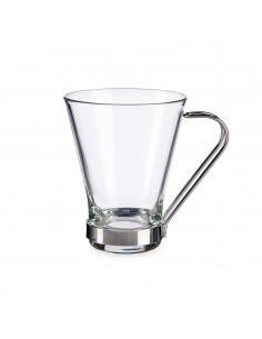 Taza vidrio con asa metal...