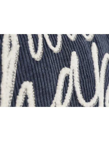 Cojín bordado pana azul