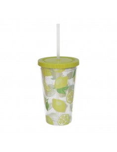 Vaso con cañita 450ml Fruits