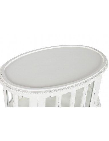 Mesita botellero colonial redondo blanco