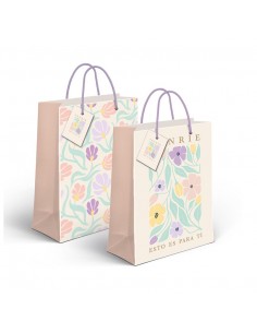 Bolsa papel floral 32cm Sonríe