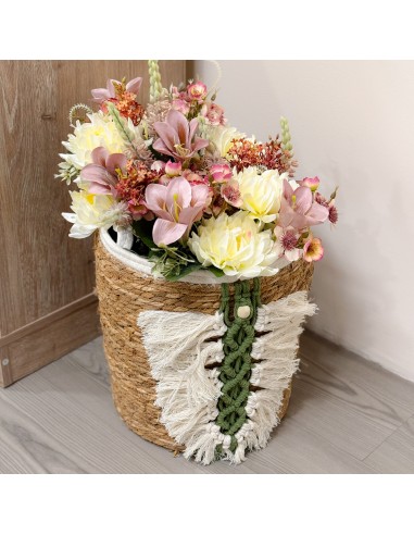 Cesta fibra y algodón macramé Cesta fibra y algodón macramé