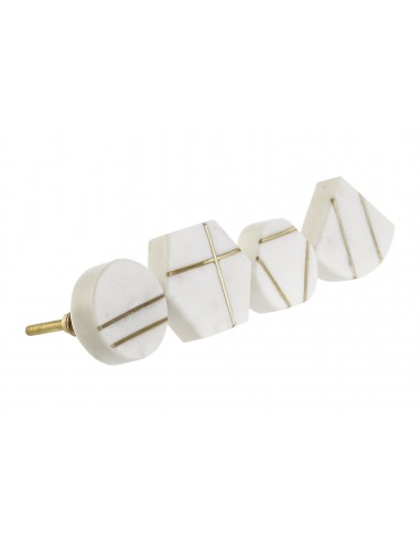 Pomo piedra blanco y dorado 4cm