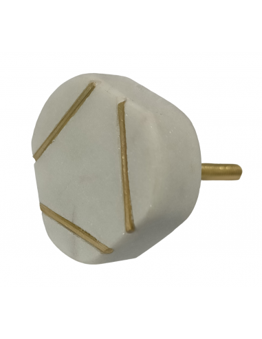 Pomo piedra blanco y dorado 4cm