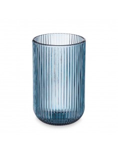 Vaso alto cristal azul...