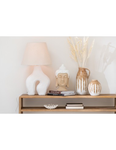 Figura decorativa cabeza buda blanca...