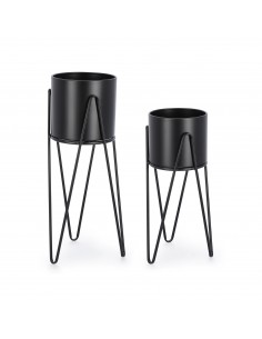 Macetero metal negro con pie