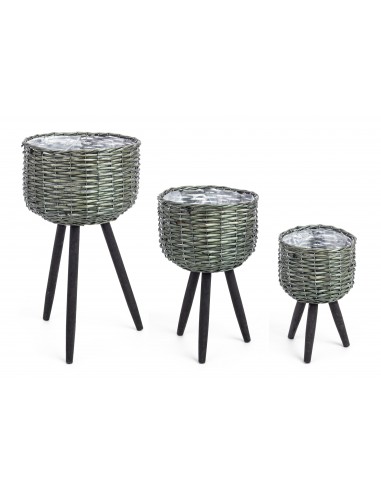 Macetero con pie verde y negro