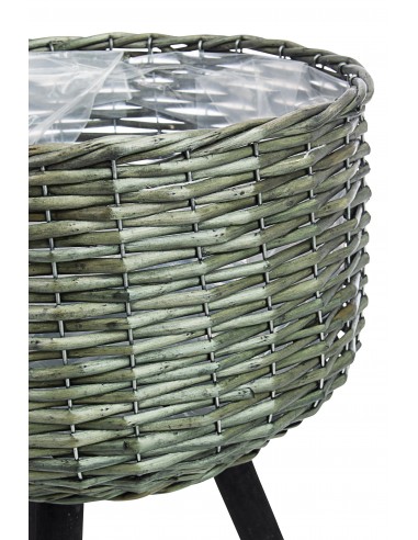 Macetero con pie verde y negro