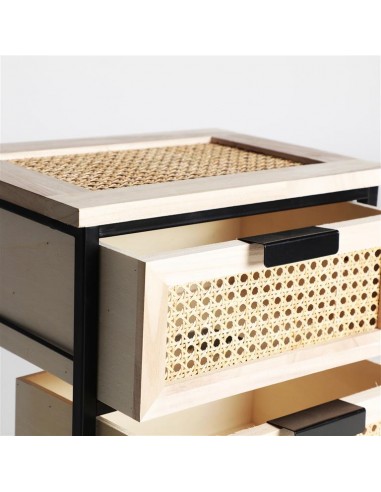 Mesita de noche cannage y metal negro...