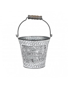 Cubo metal con mango madera...