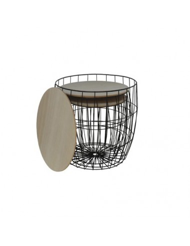 Mesa auxiliar metal negro con tapa de...