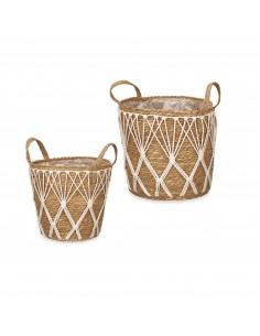 Cesta de esparto con asas y...