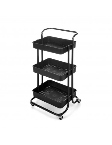 Carro multiusos metal negro con ruedas
